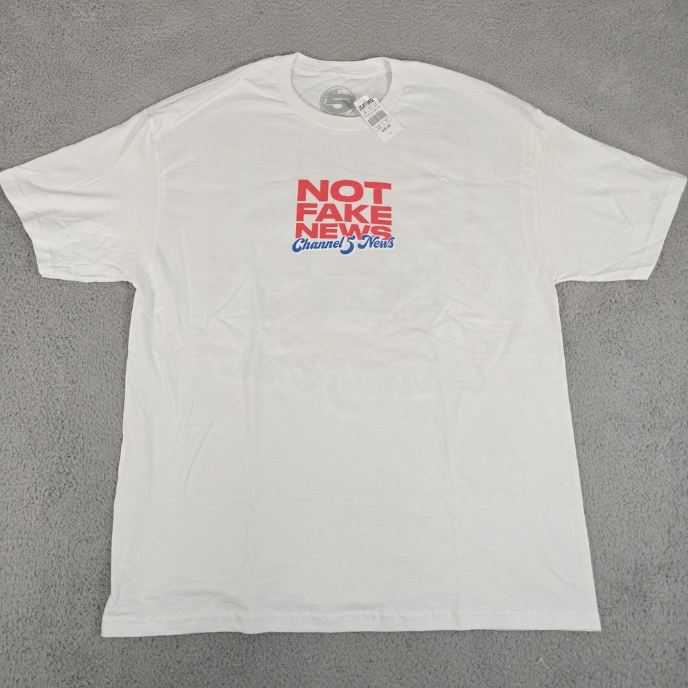 Channel 5 News Shirt Mens XL‎ White Not Fake News Graphic Tee Zumiez New